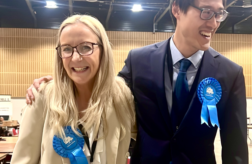 Johnny with winning councillor Victoria Hopkins